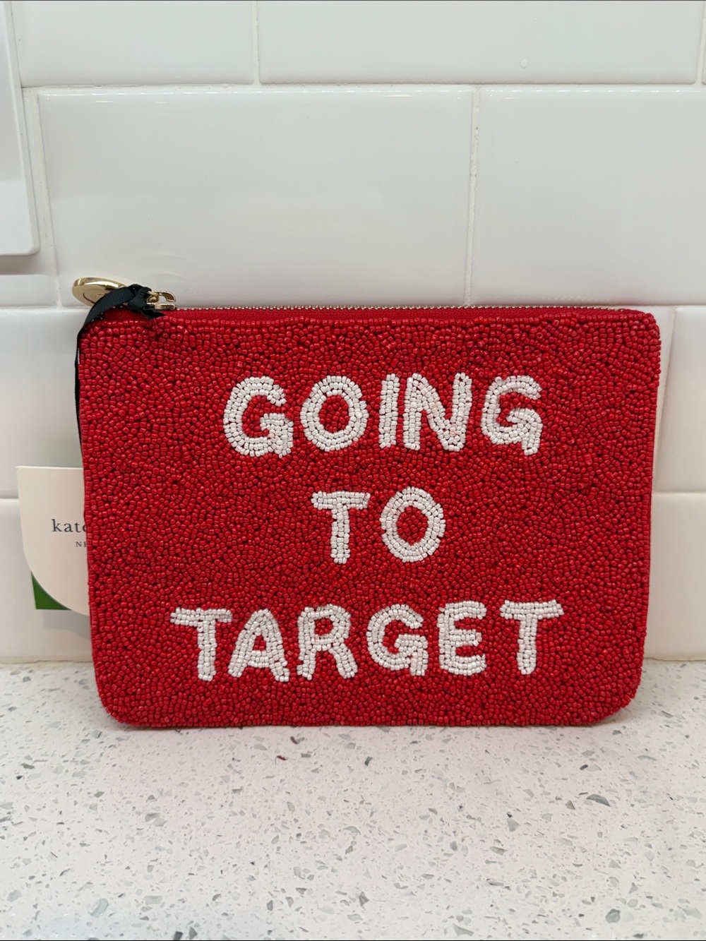 Kate Spade x Target Red Beaded 'Going To Target' Pouch